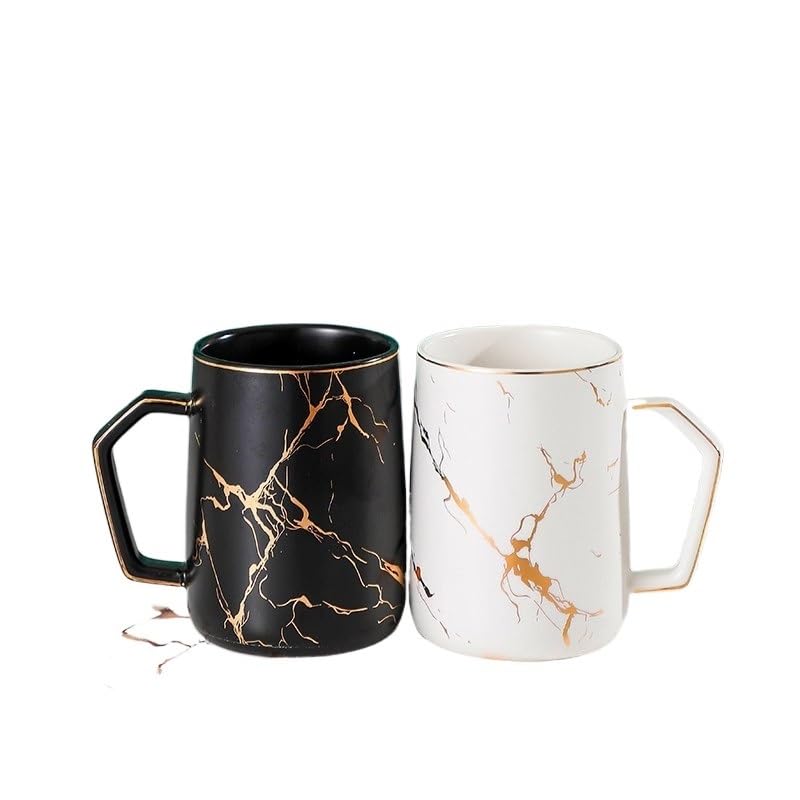 Marble Ceramic Gargle Cup with Handle - Elegant Brushing Cup for Couples & Household Use - Perfect for Bathroom, Vanity, and Travel Essentials