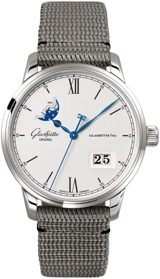 Glashutte Original Senator Excellence Panorama Date Moon Phase Stainless Steel Men's Watch - Luxury Automatic Timepiece for Business, Formal Events & Collectors