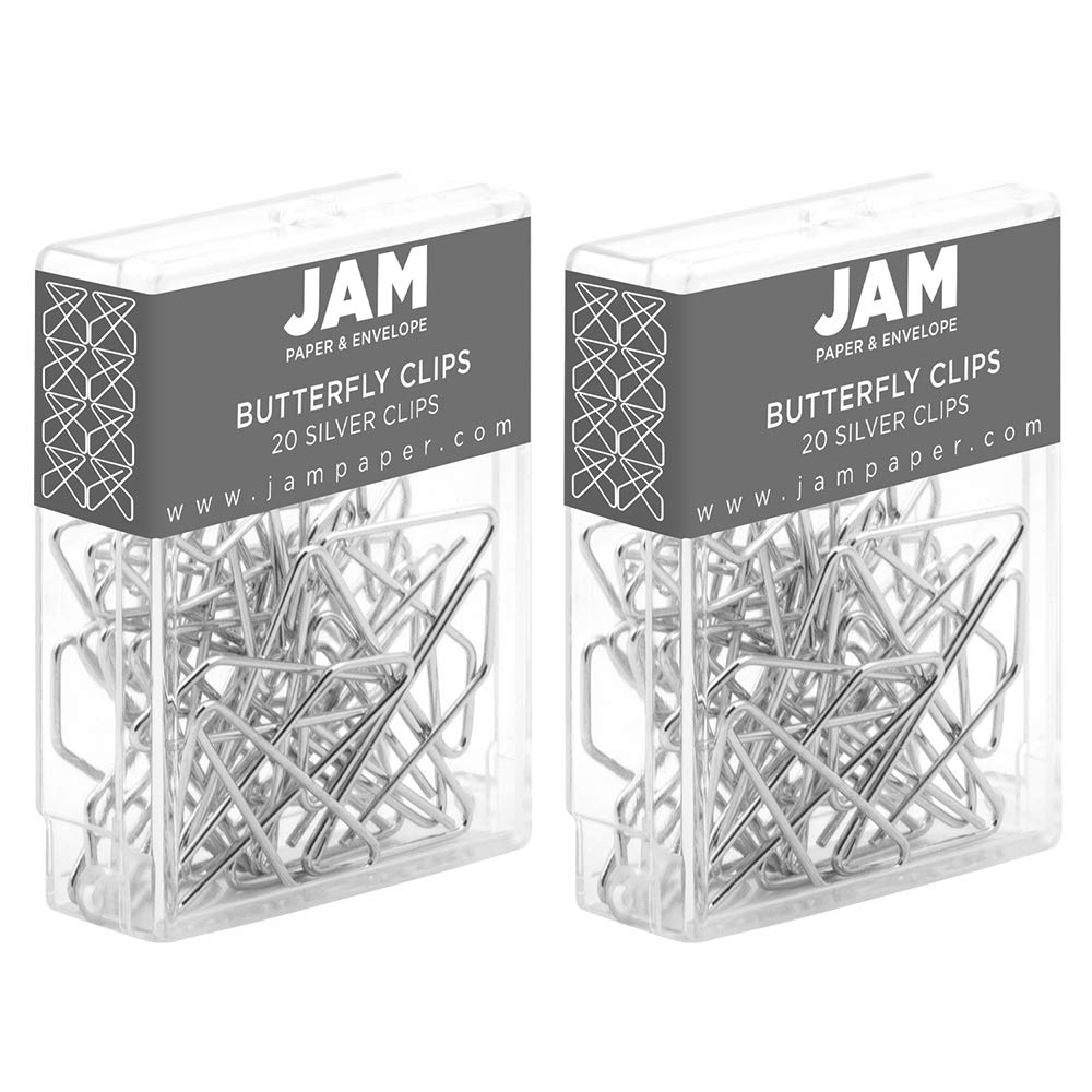 Colorful Butterfly Paper Clips - Silver Metal Binder Clips - 2 Packs of 20 (40 Clips Total) - Perfect for Office, School, Crafting & Scrapbooking