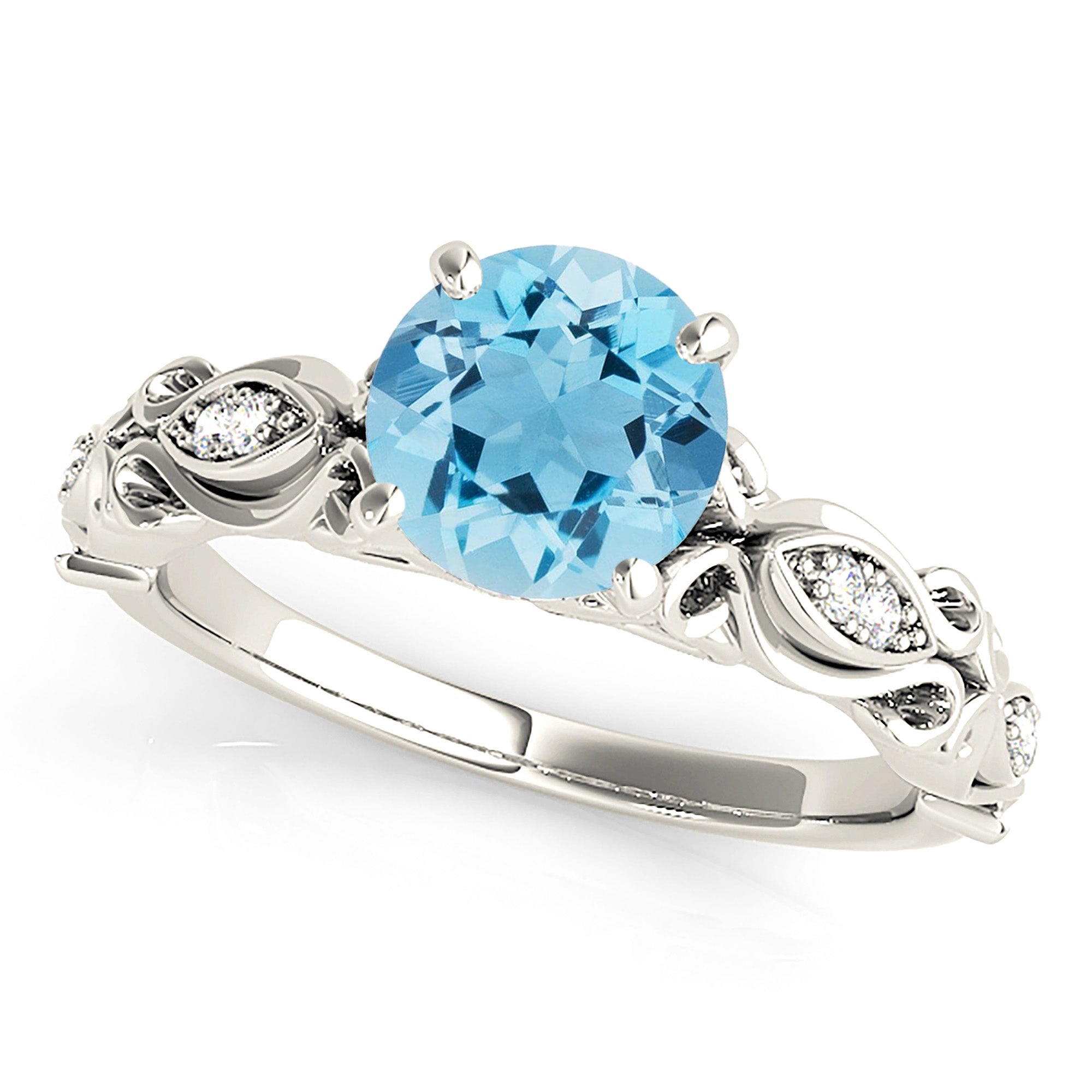 1.75 Carat Genuine Aquamarine Ring with Hand-Carved Band - Elegant Birthstone Jewelry for Women, Perfect for Weddings, Anniversaries & Special Occasions
