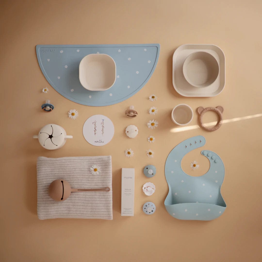Mushie Silicone Baby Bib - Soft, Waterproof & Easy Clean Feeding Bib for Infants & Toddlers - Perfect for Mealtime, Snacks & Messy Play