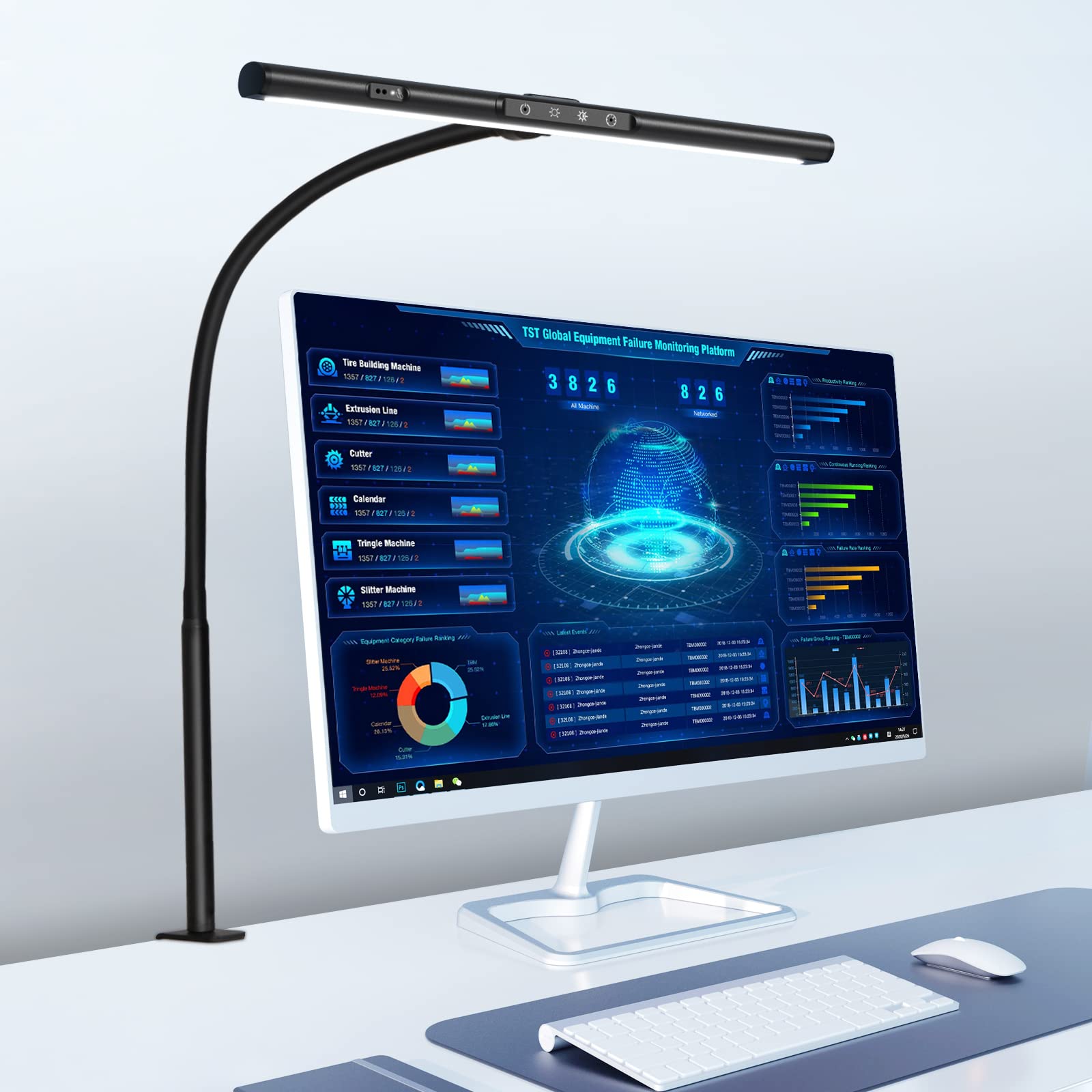 EYOCEAN LED Desk Lamp with Clamp - Adjustable Brightness & Color Temperature, Architect Eye-Caring Light with Gesture Control & Timer, Flexible Gooseneck for Home Office, Study, Reading, and Work (12W)