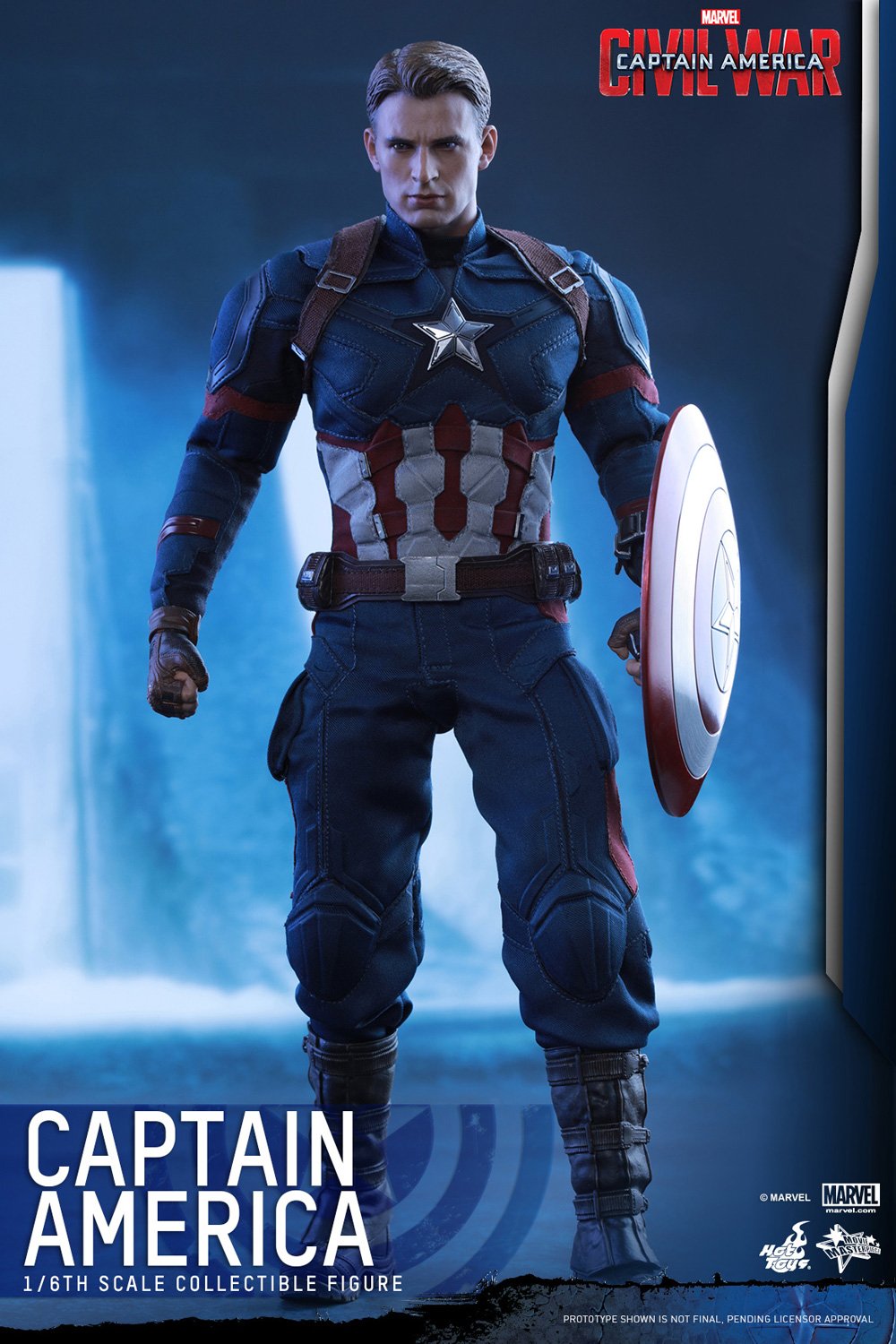 Hot Toys 1/6 Scale Captain America Civil War Fully Poseable Collectible Figure - Movie Masterpiece Action Figure for Display & Marvel Fan Collections