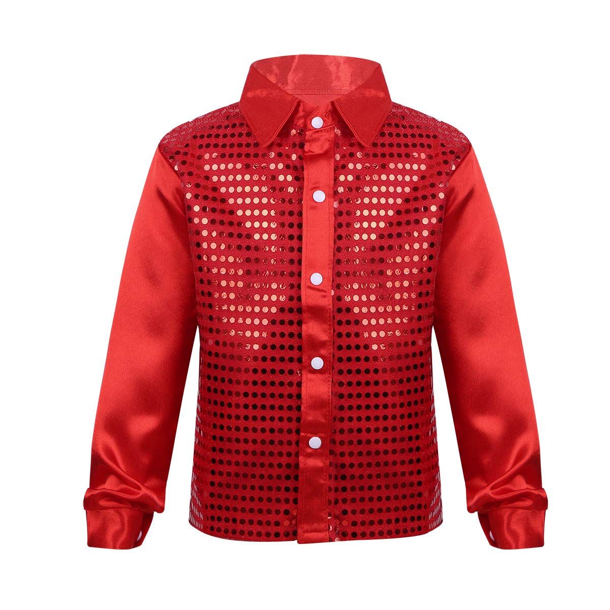 Sparkle Sequins Long Sleeve Shirt for Boys Kids Teens - Performance Outfit for Choir, Jazz Dance, Stage Shows & Wedding Events - Perfect Party Costume & Dancewear