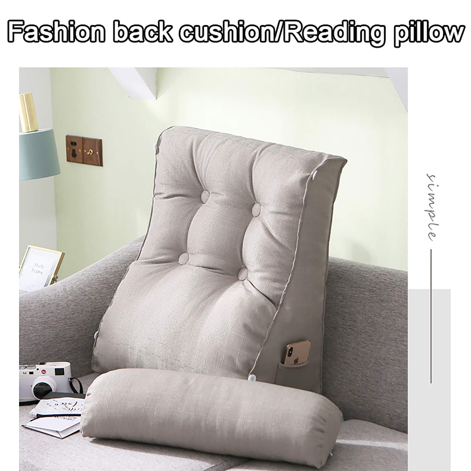 **Multifunctional Reading Pillow for Bed & Sofa - Soft Pearl Cotton Triangular Headboard Support Pillow (White, 45x55x30cm/17.7x21.6x11.8in) - Perfect for Reading, Relaxing & Back Support**