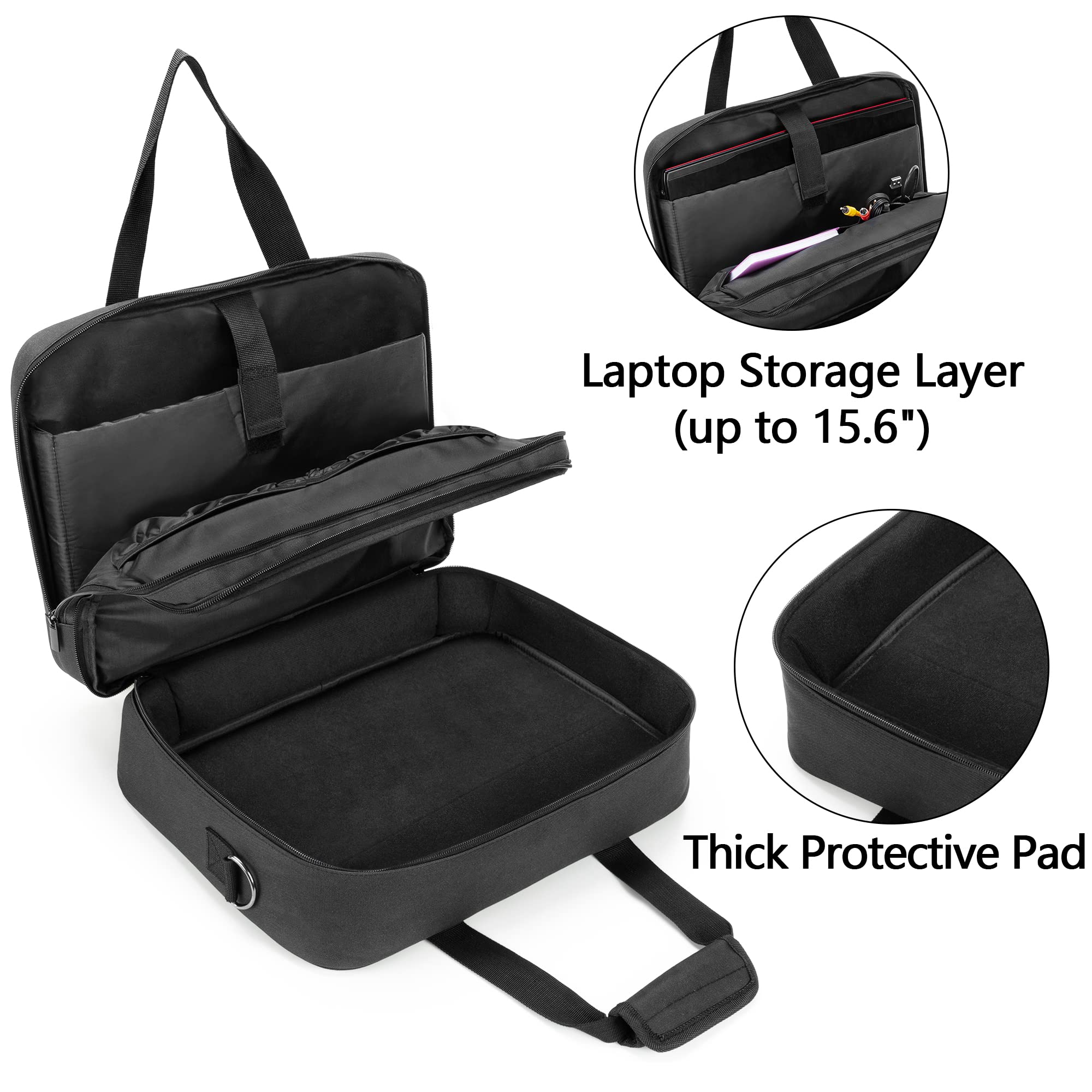Double-Layer Portable Mobile Printer Storage Bag Compatible with HP Tango/Tango X & Officejet 250/200 - 15.6