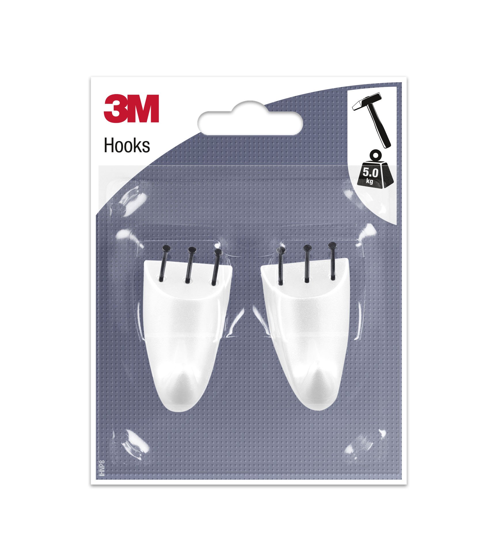 3M Sturdy Hooks with Nails, White (Pack of 10) - Heavy Duty Wall Hooks for Hanging Coats, Hats, Keys & Home Decor - Ideal for Entryway, Garage & Closet Organization