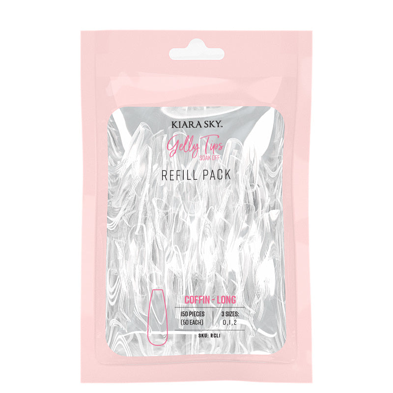 Gelly Tips Refill Pack - Coffin Long False Nails for Gel Manicure | DIY Nail Art Supplies | Perfect for Salon, Home Use & Special Occasions