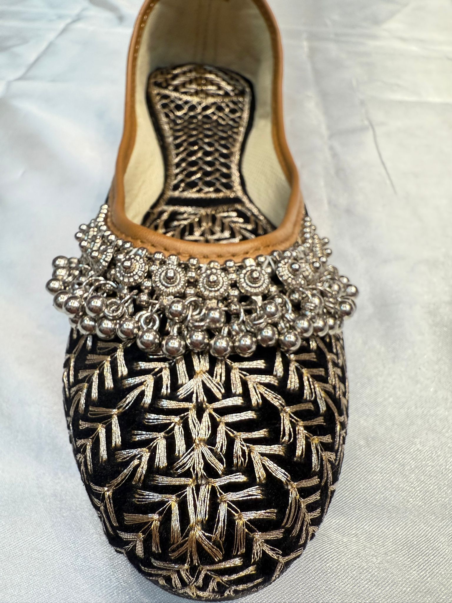 Trending Black and Gold Ghungroo Jutti for Women - Extra Soft & Stylish Indian Flats for Dance, Weddings, and Festive Occasions