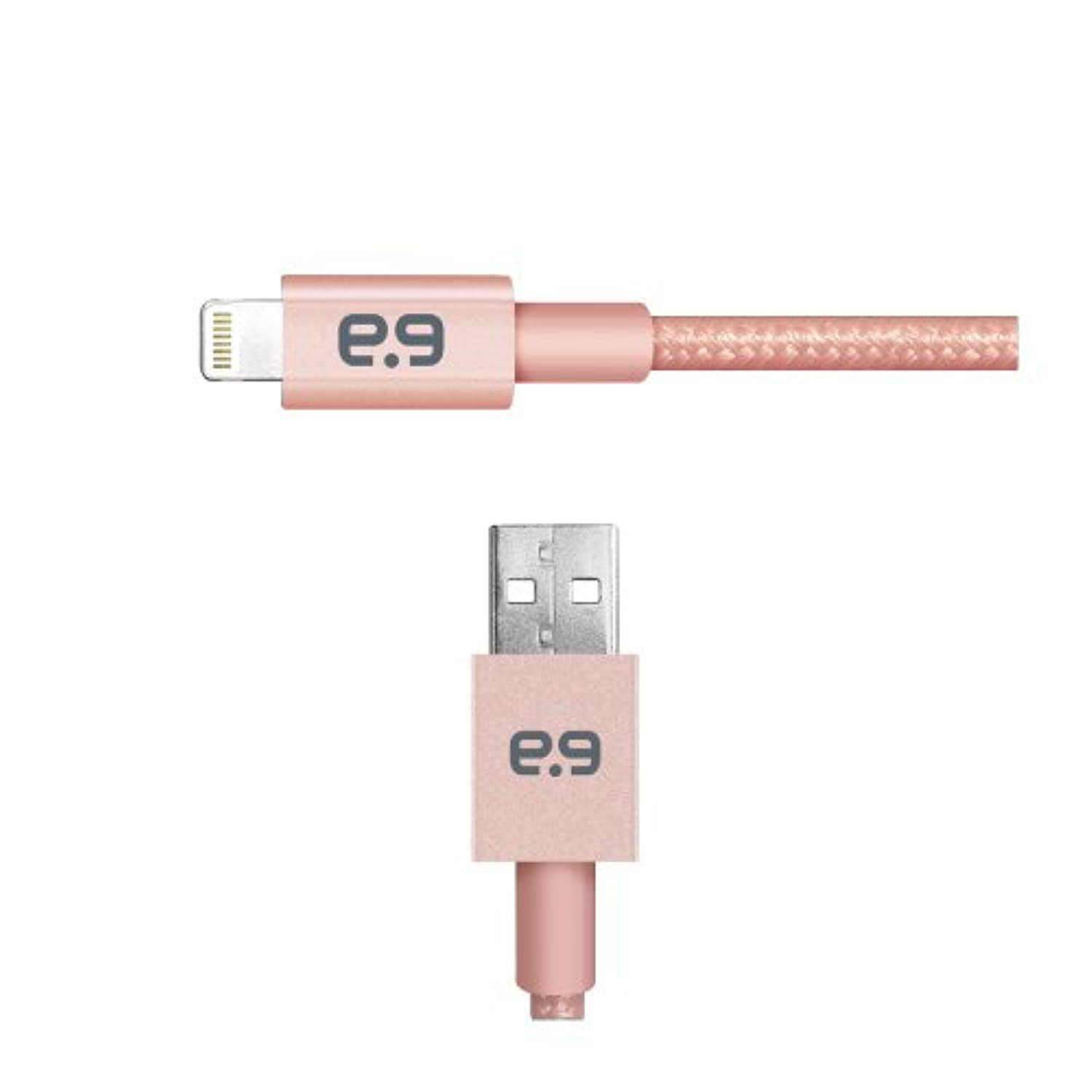 Premium Braided Metallic Lightning Cable for iPhone - Rose Gold 48