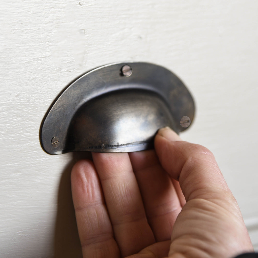 Vintage Antique Brass Cup Handle - Polished Pressed Metal Cabinet Pull for Kitchen, Bathroom & Furniture - Perfect for Drawers, Cabinets & Home Decor