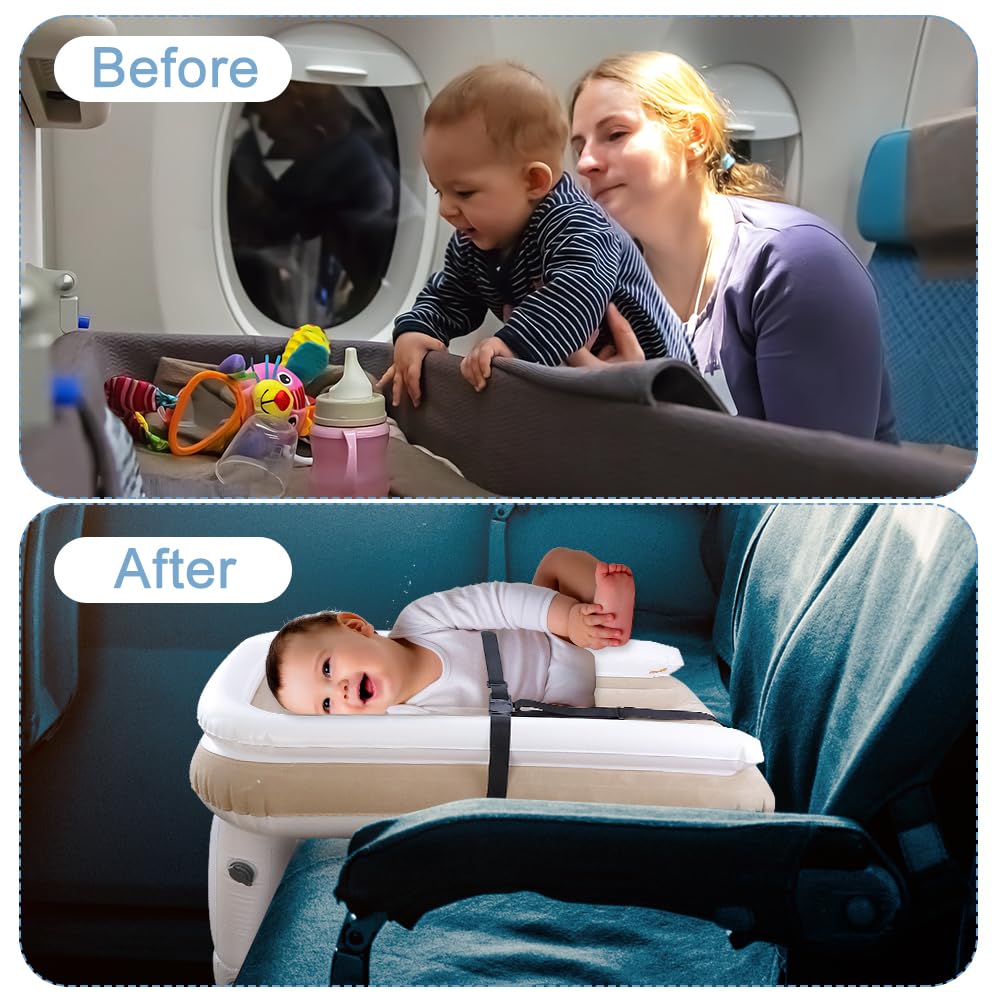 Aohcae Inflatable Toddler Airplane Bed - Portable Blow Up Travel Mattress for Kids with Hand Pump | Perfect for Airplane, Road Trips & Sleepovers