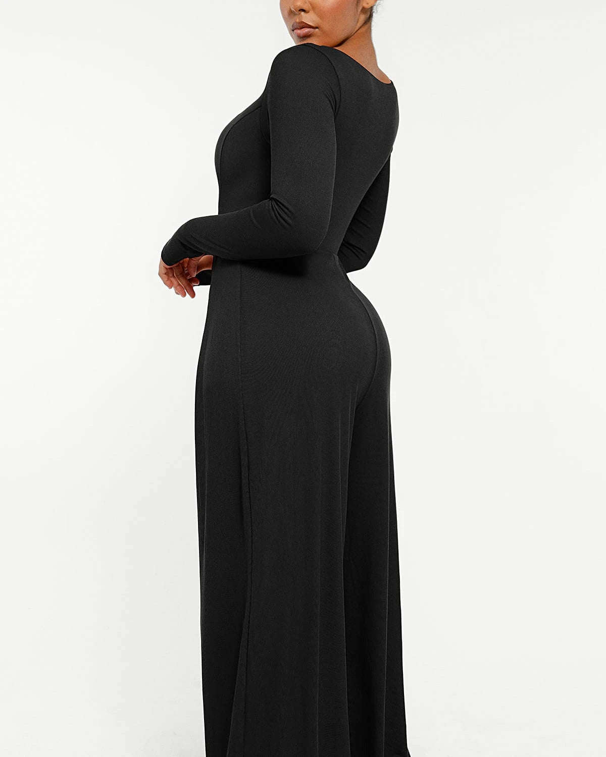 Square Neckline Slimming Jumpsuit for Women - Tummy Control Bodysuit with Built-in Shapewear - Perfect for Parties, Date Nights & Special Occasions