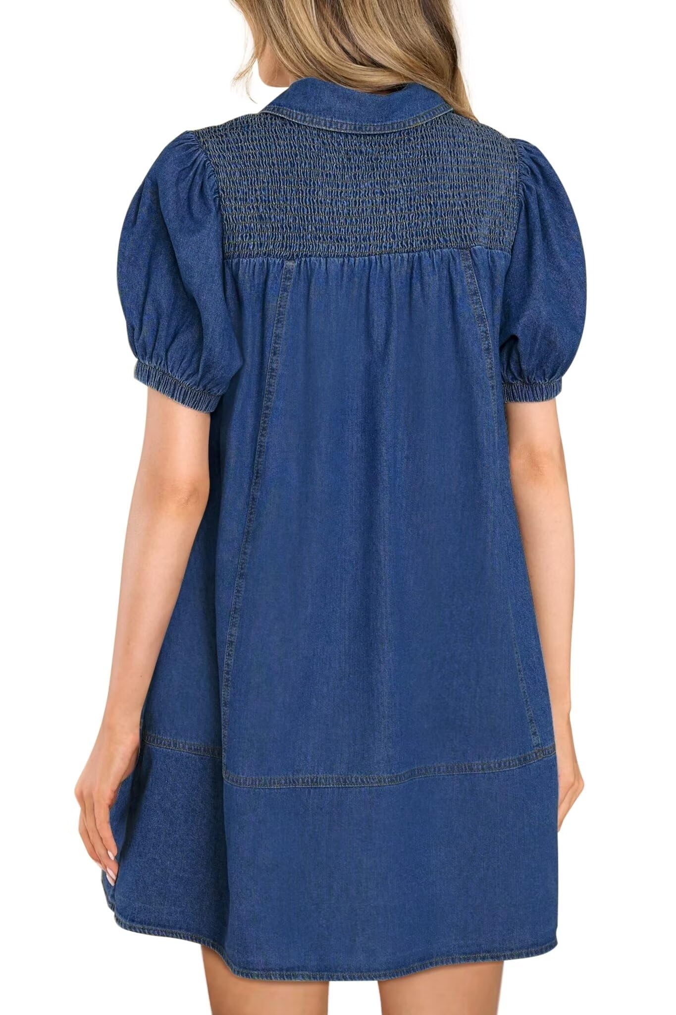 Women's KDF Denim Babydoll Shirt Dress - 2024 Summer Jean Dress for Casual Outings, Beach Wear & Date Nights