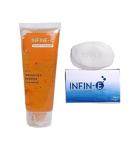 INFINE-C Vitamin C Facial Cleanser for Glowing Skin - Brightening Face Wash with Vitamin E & Moisturizing Formula (100ml) | Gentle Exfoliation for Dry & Sensitive Skin | Daily Skincare Routine for Brighter Complexion