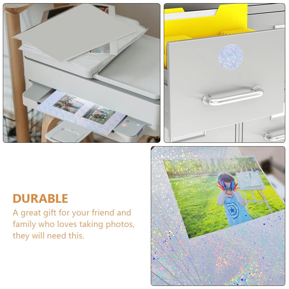 NUOBESTY 10 Sheets Waterproof Rainbow Vinyl Sticker Paper - A4 Size Printable Photo Paper for Inkjet Printers, Transparent & Reflective Labels for Pets, DIY Crafts, Scrapbooking & Home Organization
