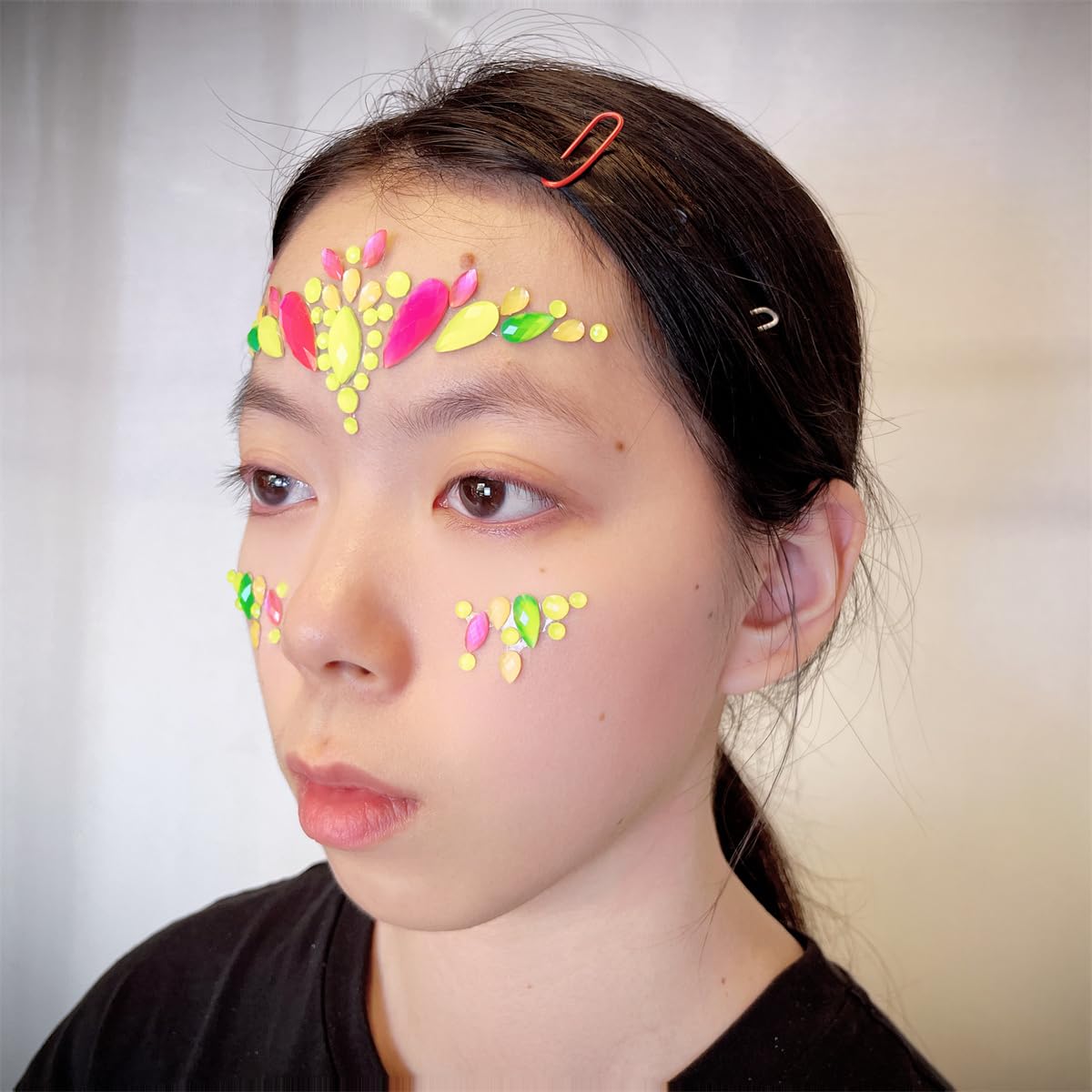 Topz Neon Face Jewels & Body Gems - Rainbow Crystal Rhinestone Stickers for Christmas Makeup, Festival Glitter & Temporary Tattoos | Perfect for Raves, Concerts, Halloween & Costume Parties