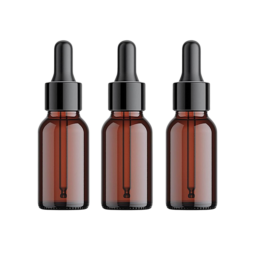 Patco Pharma 50ml Glass Amber Dropper Bottles (Pack of 3) - UV-Protected Essential Oil Bottles for Precise Liquid Dispensing | Perfect for DIY Skincare, Aromatherapy & Herbal Tinctures