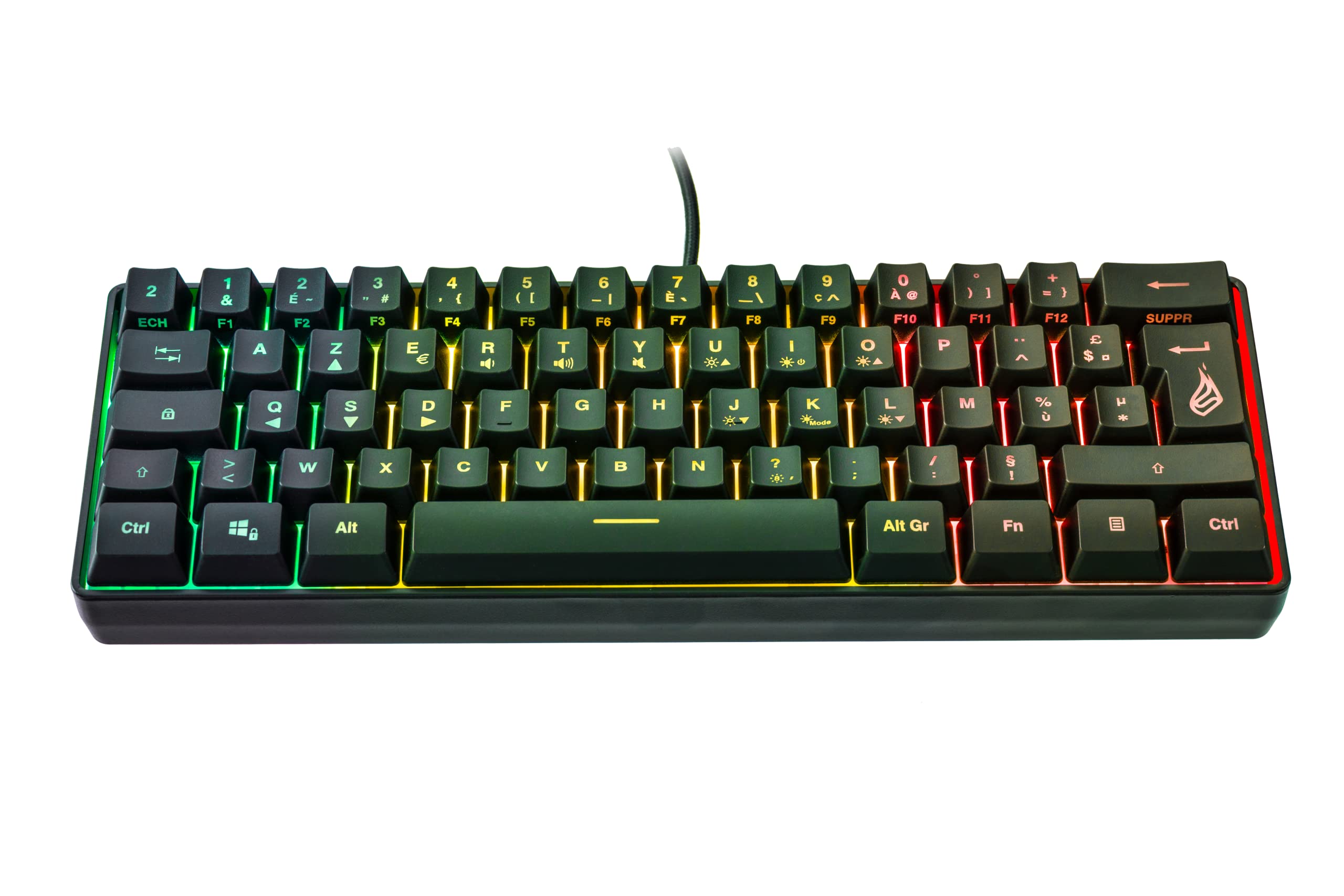 SureFire Kingpin X1 60% Compact RGB Gaming Keyboard - French AZERTY Layout, 25-Key Anti-Ghosting, Portable Mechanical Keyboard for PC/Mac Gamers - Perfect for Esports, Travel & Small Workspaces
