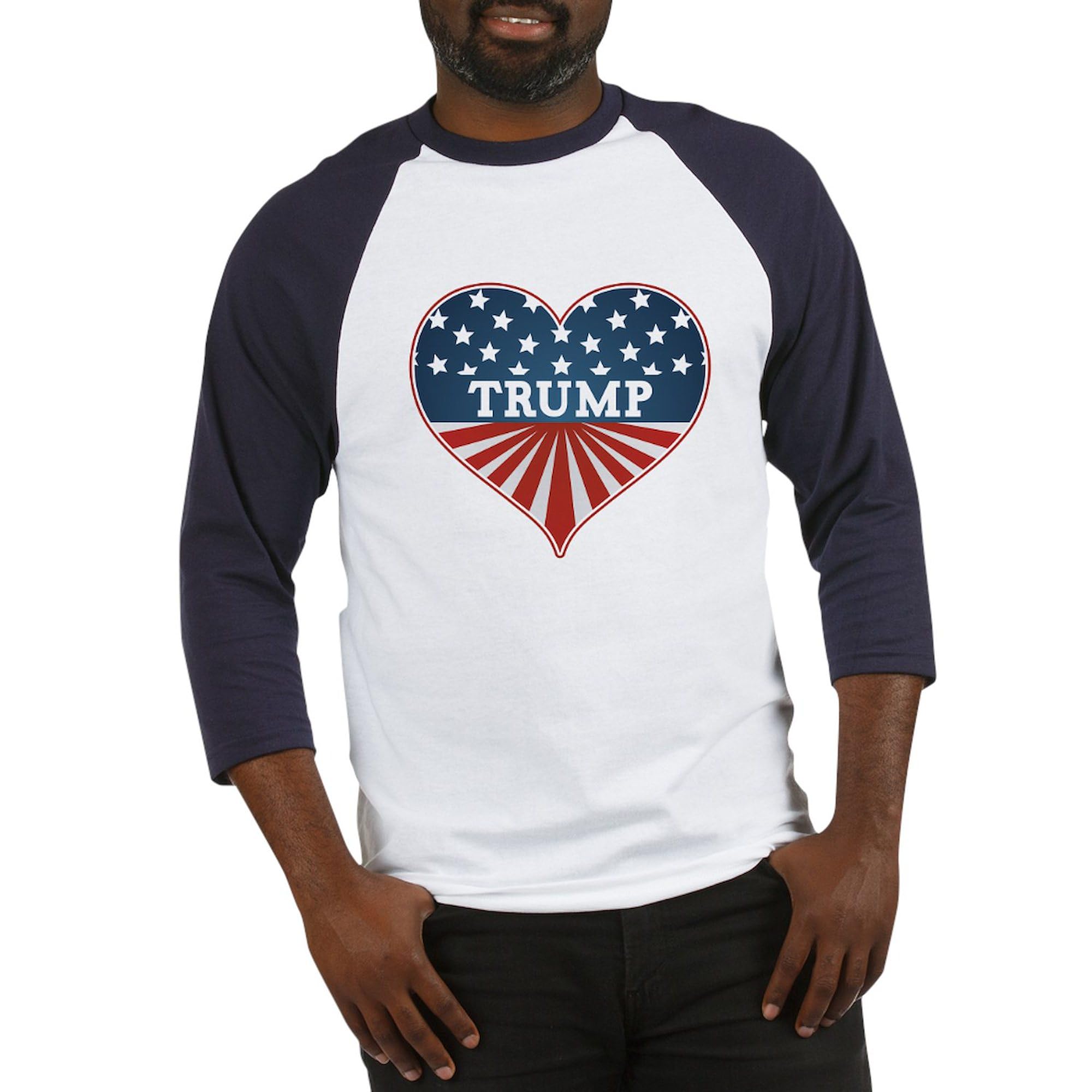 Trump Baseball Jersey for Men - Heart Design Cotton Baseball Shirt with 3/4 Raglan Sleeves | Perfect for Political Rallies, Game Day & Patriotic Events