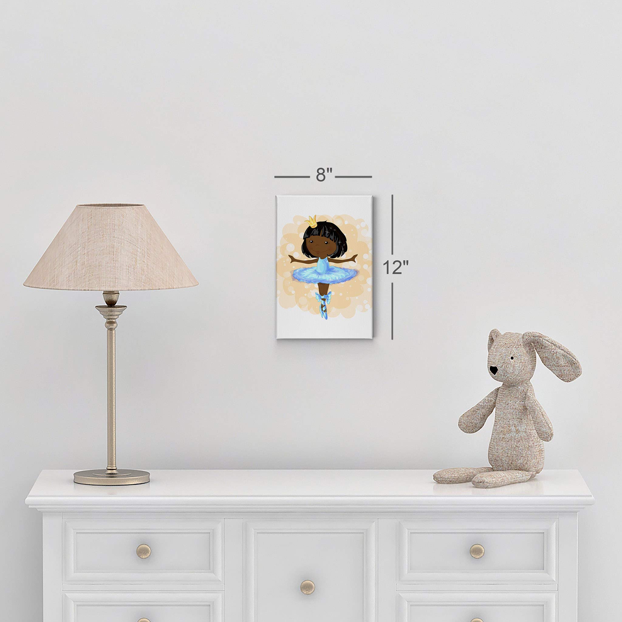 African American Ballerina Canvas Wall Art - Smile Art Design Cute Dance Painting for Kids Room, Nursery & Baby Room Decor - 40x30 Inch Ready to Hang Made in USA - Perfect for Bedroom, Playroom & Gift Ideas