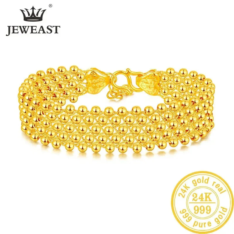 24K Pure Gold Bracelet - 999 Solid Real Gold Bangle for Women, Elegant & Romantic Classic Jewelry Gift for Anniversary, Valentine's Day, Birthday (2023 New Arrival) - Perfect for Special Occasions, Parties & Daily Wear