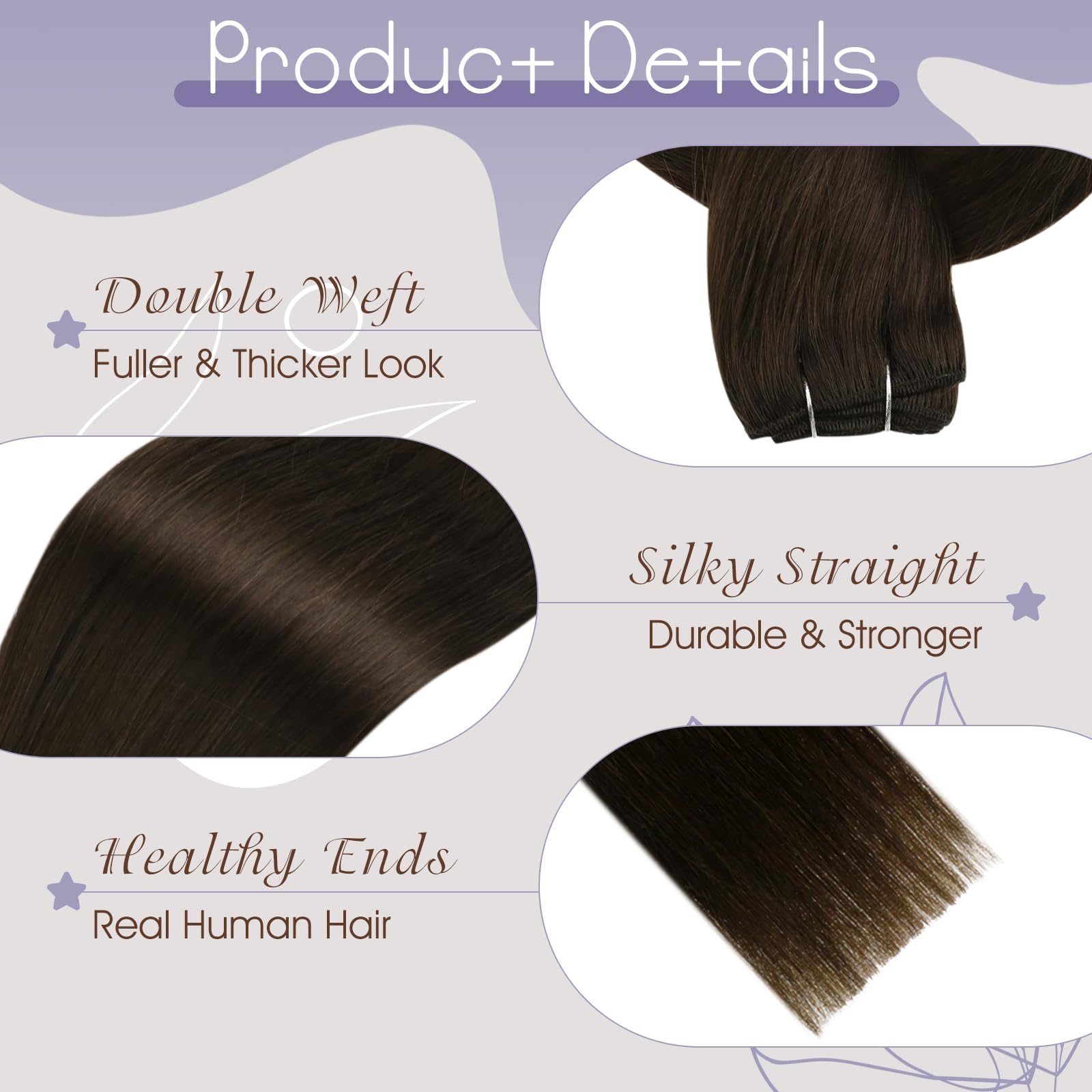Premium Full Shine Brown Weft Hair Extensions - 100% Real Remy Human Hair Bundles & Dark Brown Clip-Ins for Natural Volume & Length | Perfect for Daily Wear, Parties & Special Occasions