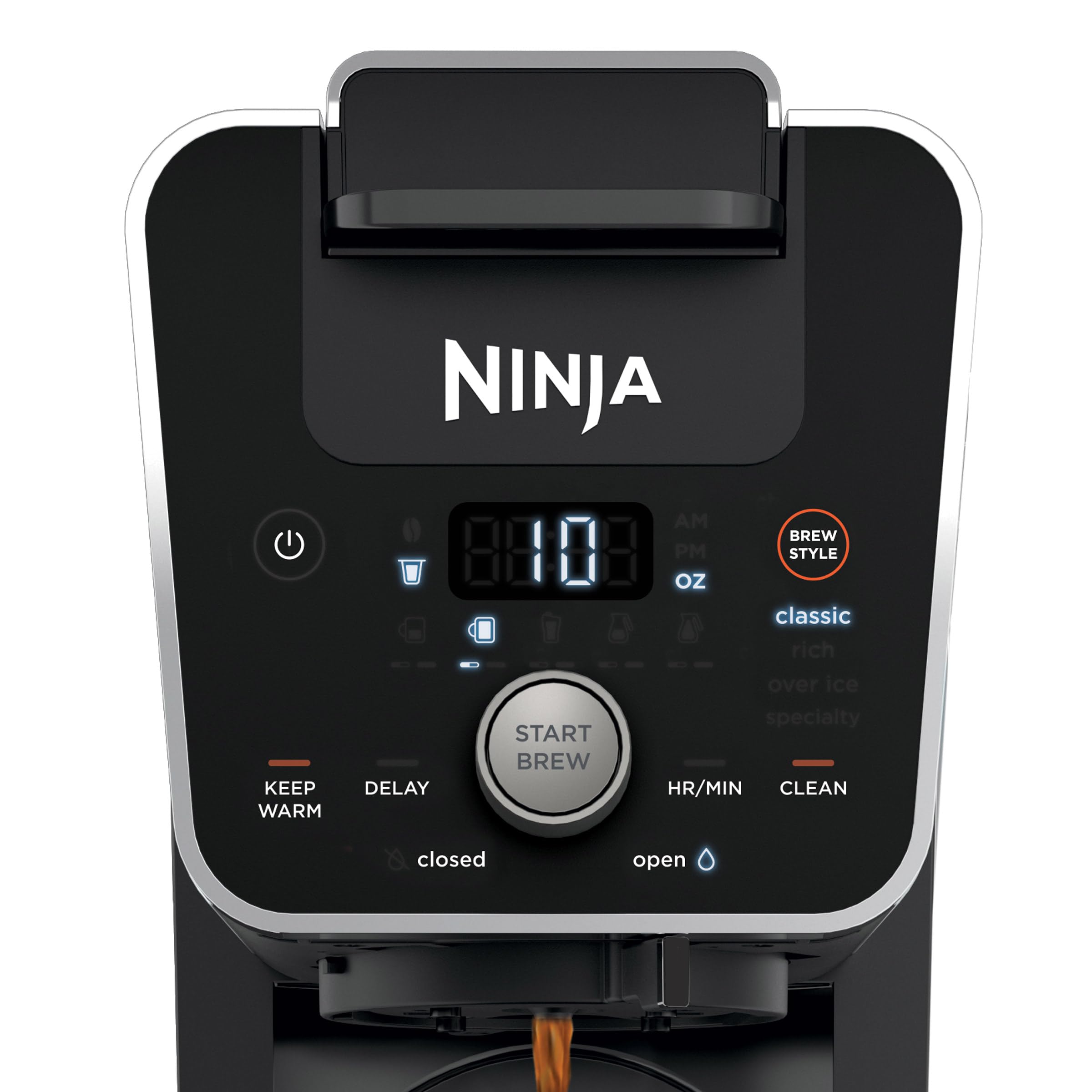 Ninja CFP451CO DualBrew System 14-Cup Coffee Maker - Single-Serve Pods & Grounds Compatible, 4 Brew Styles, Built-In Fold Away Frother, 70oz Water Reservoir & Carafe - Black (Renewed) - Perfect for Home, Office, and Entertaining Guests