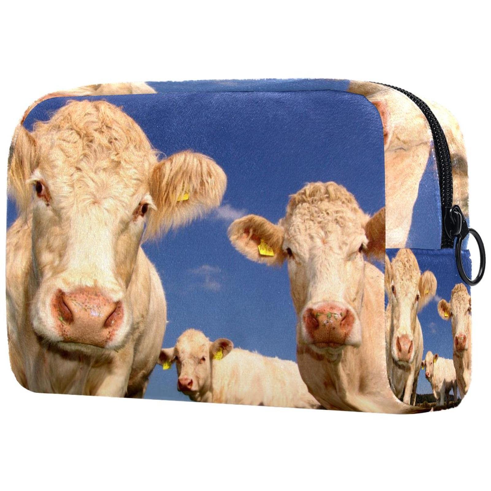 Cow Print Makeup Bag for Women - Portable Travel Cosmetic Organizer for Toiletries & Beauty Essentials - Perfect for Travel, Gym, and Daily Use