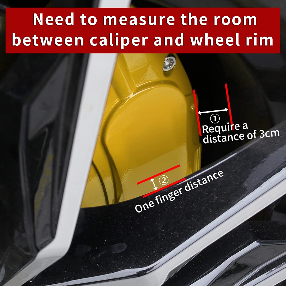 AOOA Yellow Brake Caliper Covers with Black Lettering - Set of 4 - Fits Ford Mustang Ecoboost Models - Perfect for Car Enthusiasts & Performance Upgrades