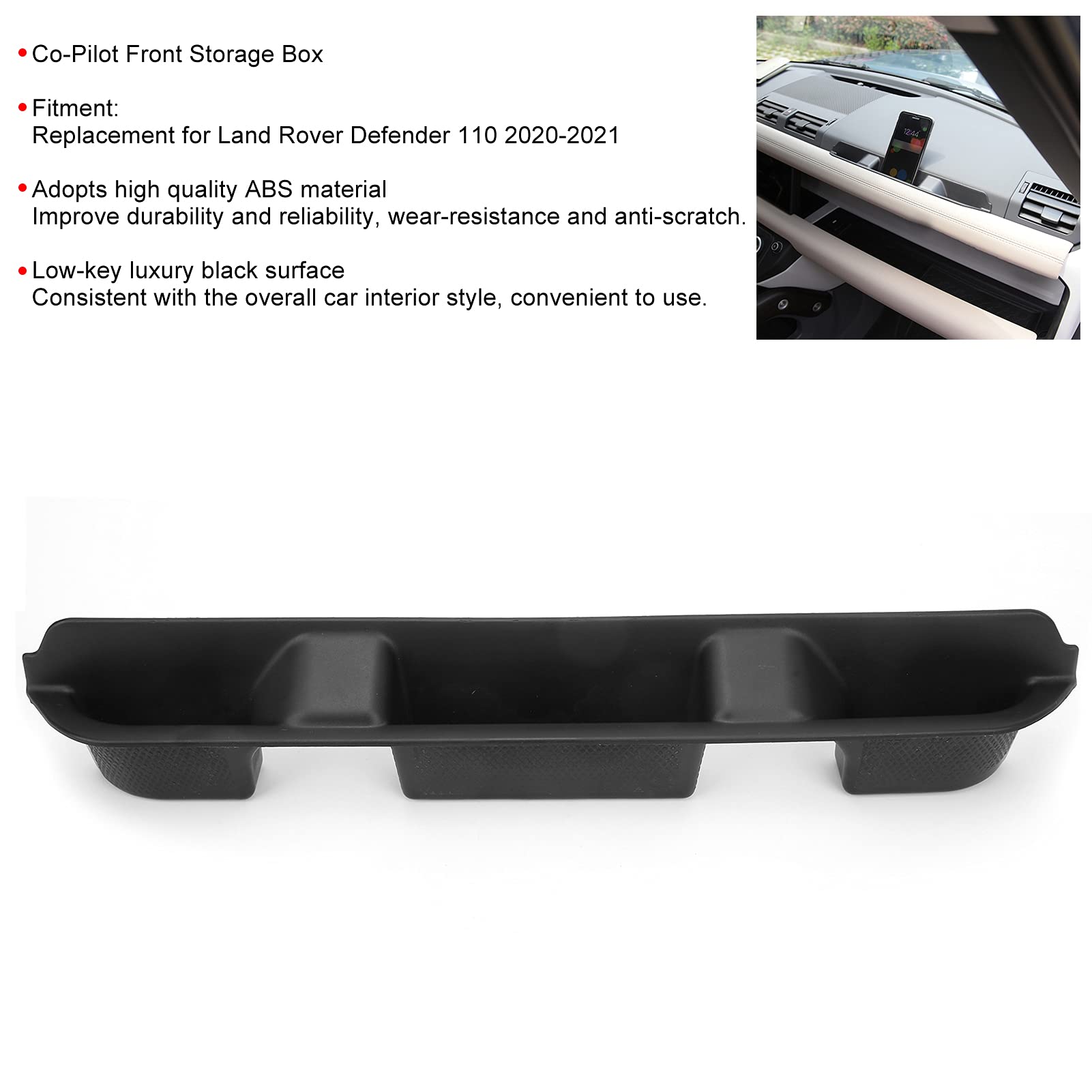 Car Storage Organizer for Land Rover Defender 110 (2020-2021) - Passenger Side Grab Tray with Phone Holder & Accessory Compartments | Perfect for Road Trips, Camping & Daily Commuting
