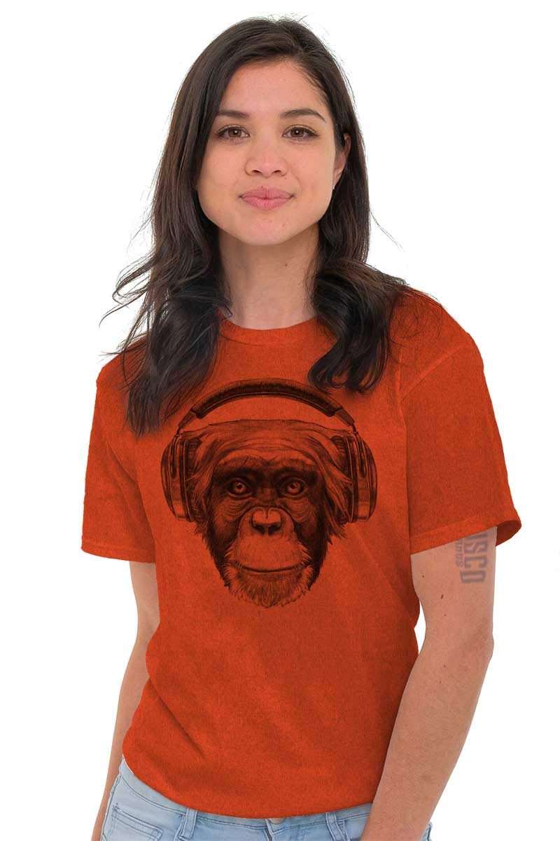 Smile Monkey Headphones Hipster Graphic T-Shirt for Men & Women - Funny Casual Wear for Music Lovers & Street Style