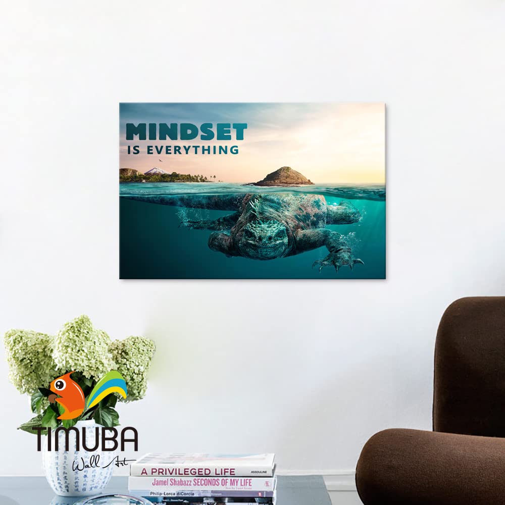 Motivational Canvas Wall Art for Office & Home - 'Mindset is Everything' Inspirational Quote Print, Framed Gym & Work Decor (12x18 Inches) - Perfect for Office Motivation, Home Inspiration & Fitness Room Encouragement