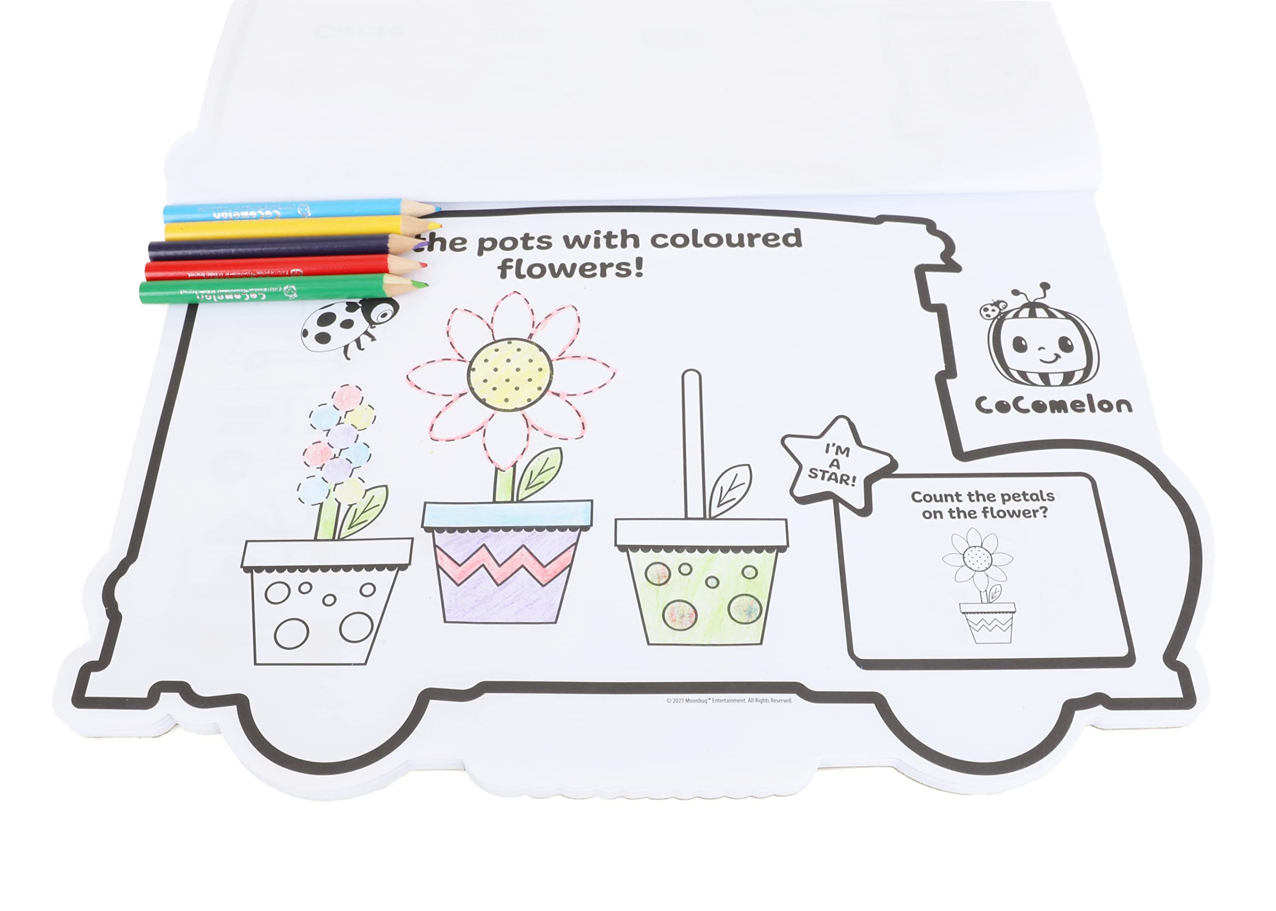 Cocomelon Activity Set for Kids - A4 Activity Pad with Pencils & 2 Sticker Sheets - Educational Arts & Crafts Toy - Perfect for Travel, Birthday Gifts & Preschool Learning