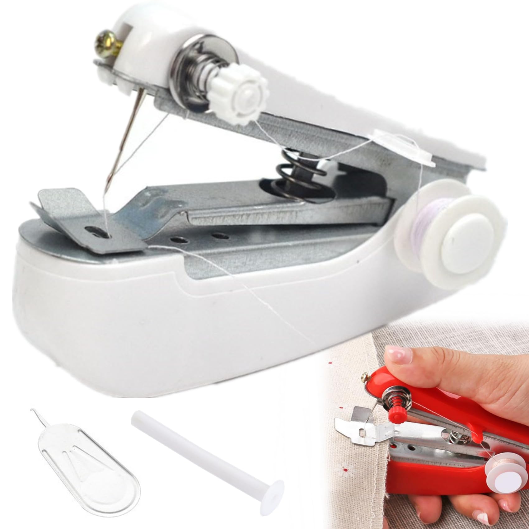 2024 Tinytailor Mini Sewing Machine - Portable Handheld Sewing Tool Kit for Quick Repairs (White) | Perfect for Travel, Emergency Fixes & DIY Crafts