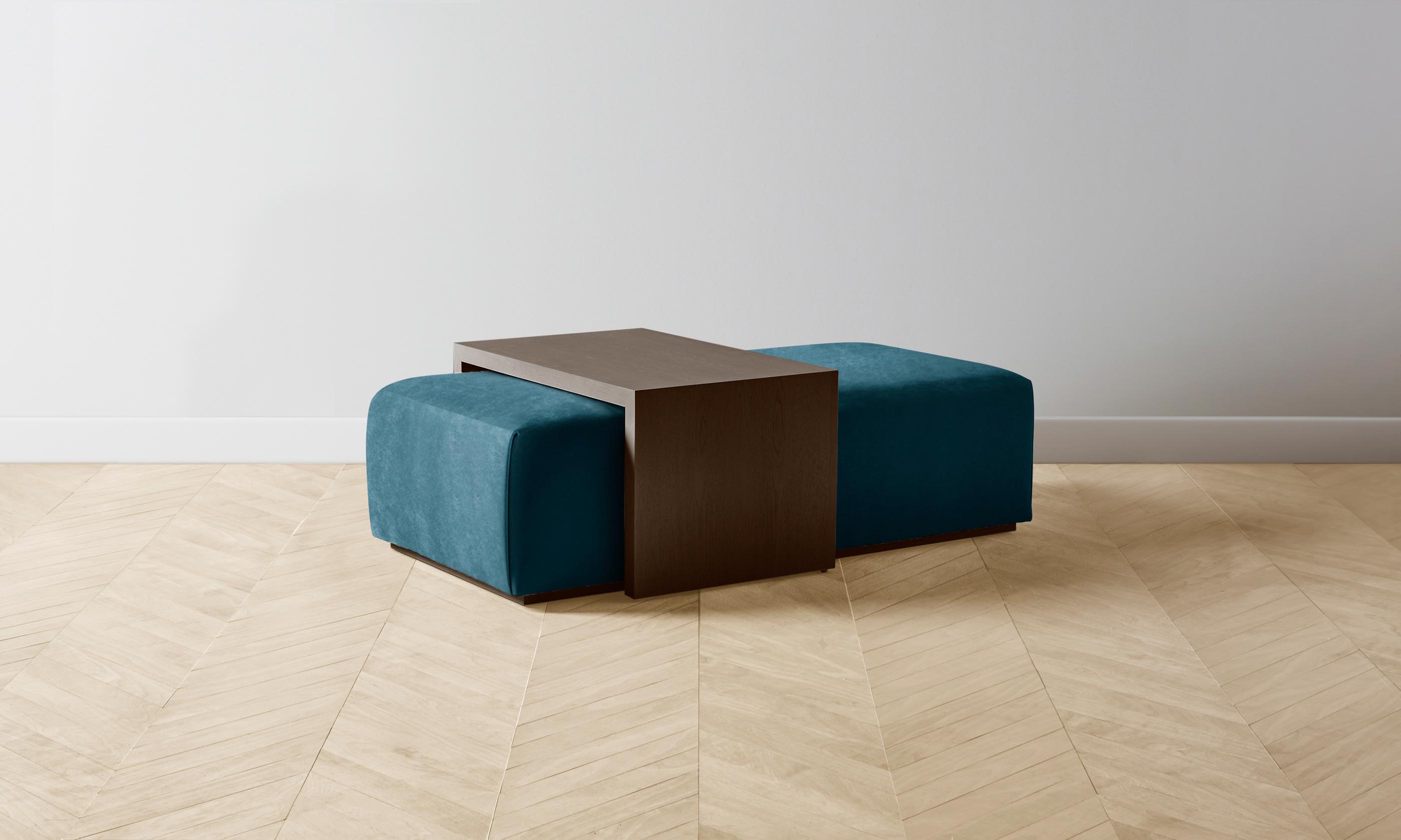 The Bowery Ottoman - Performance Velvet Lagoon Blue Storage Bench for Living Room, Bedroom & Entryway - Stylish Footrest & Seating Solution for Home Decor
