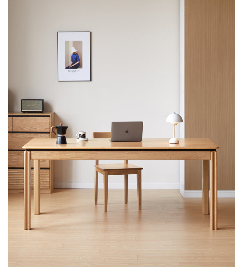 Solid Oak Wood Modern Dining Table - Farmhouse Style 6-Seater for Kitchen & Dining Room - Perfect for Family Gatherings & Dinner Parties