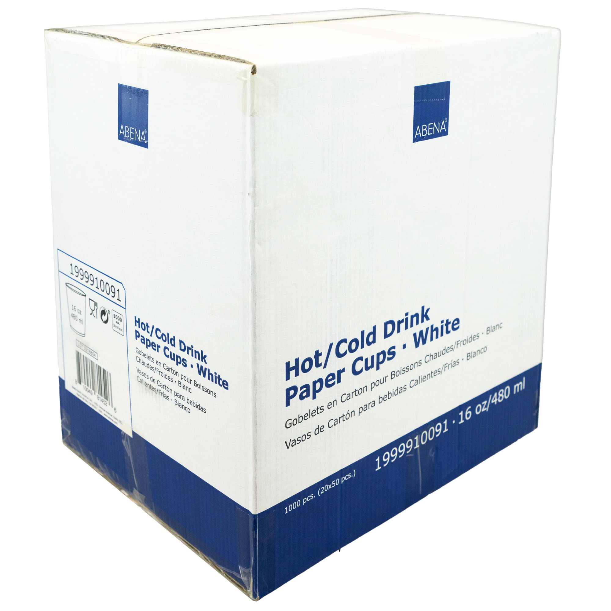Abena Disposable Paper Coffee Cups 8oz 12oz 16oz - 1000 Pack Bulk Hot & Cold Drink Cups for Coffee Tea Party Office Restaurant Use