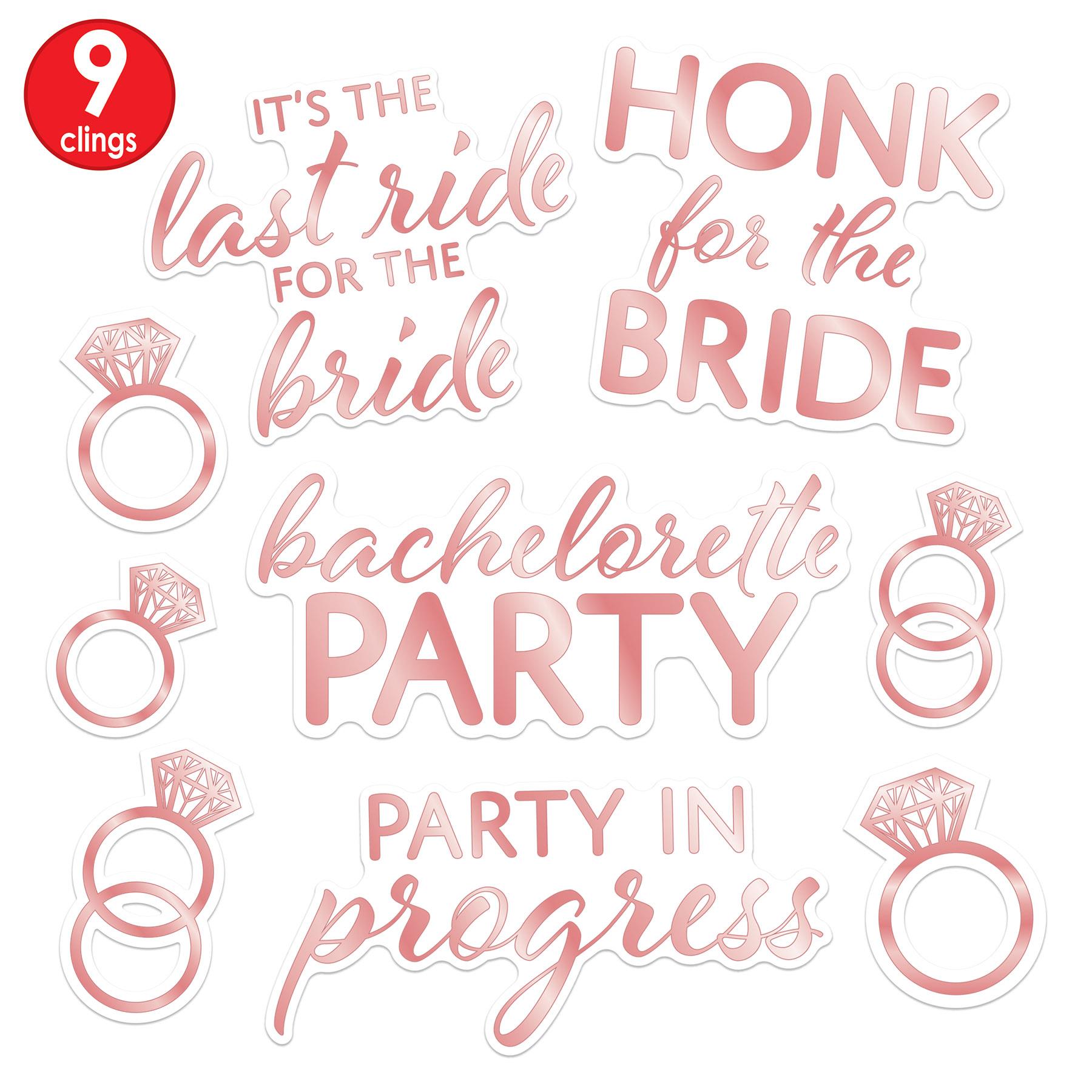 12 Pack Beistle Bachelorette Party 9 Piece Auto Clings - Fun Window Decals for Bachelorette Decorations, Bridal Shower & Girls Night Out Party Supplies