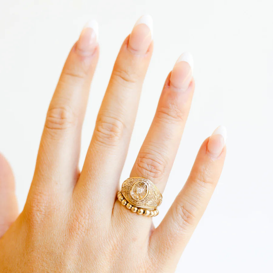Lauren 3MM Beaded Gold Band Ring for Women - Elegant Stackable Jewelry for Everyday Wear, Parties & Special Occasions