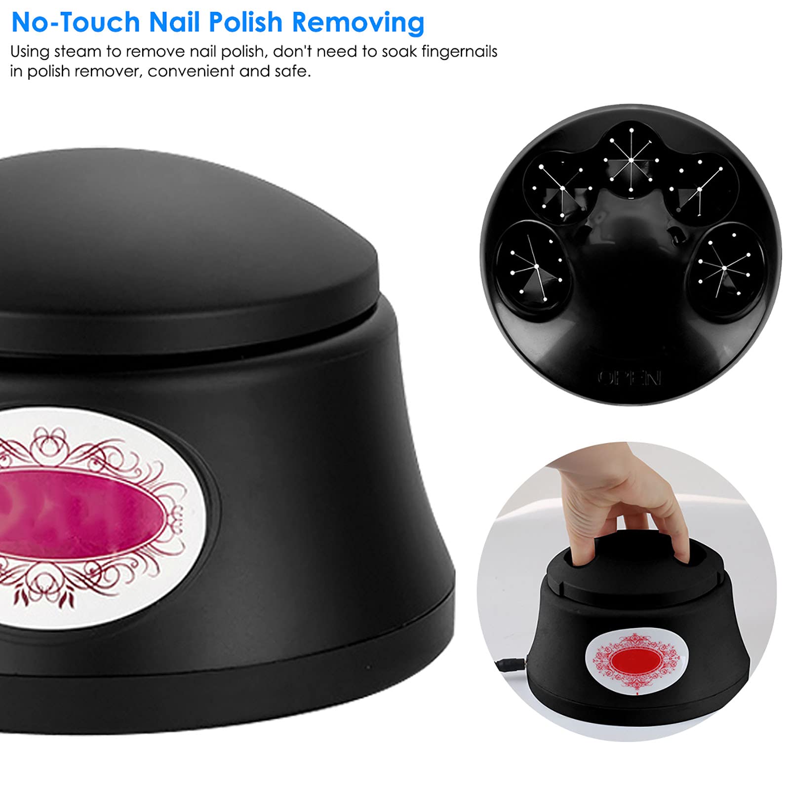 Electric Nail Polish Steam Remover Machine - Professional Nail Art Salon Tool for Fast & Gentle Polish Removal | Perfect for Home & Salon Use, Manicures & Pedicures