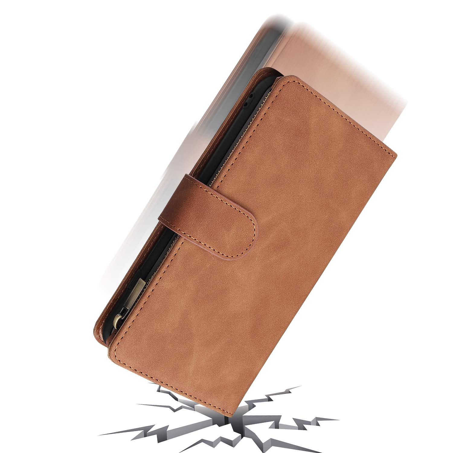ASUWISH Huawei Honor 90 Wallet Case with Tempered Glass Screen Protector - Leather Flip Cover with Card Holder & Stand | Protective Phone Case for Men & Women (Brown) | Perfect for Daily Use, Travel & Business Meetings