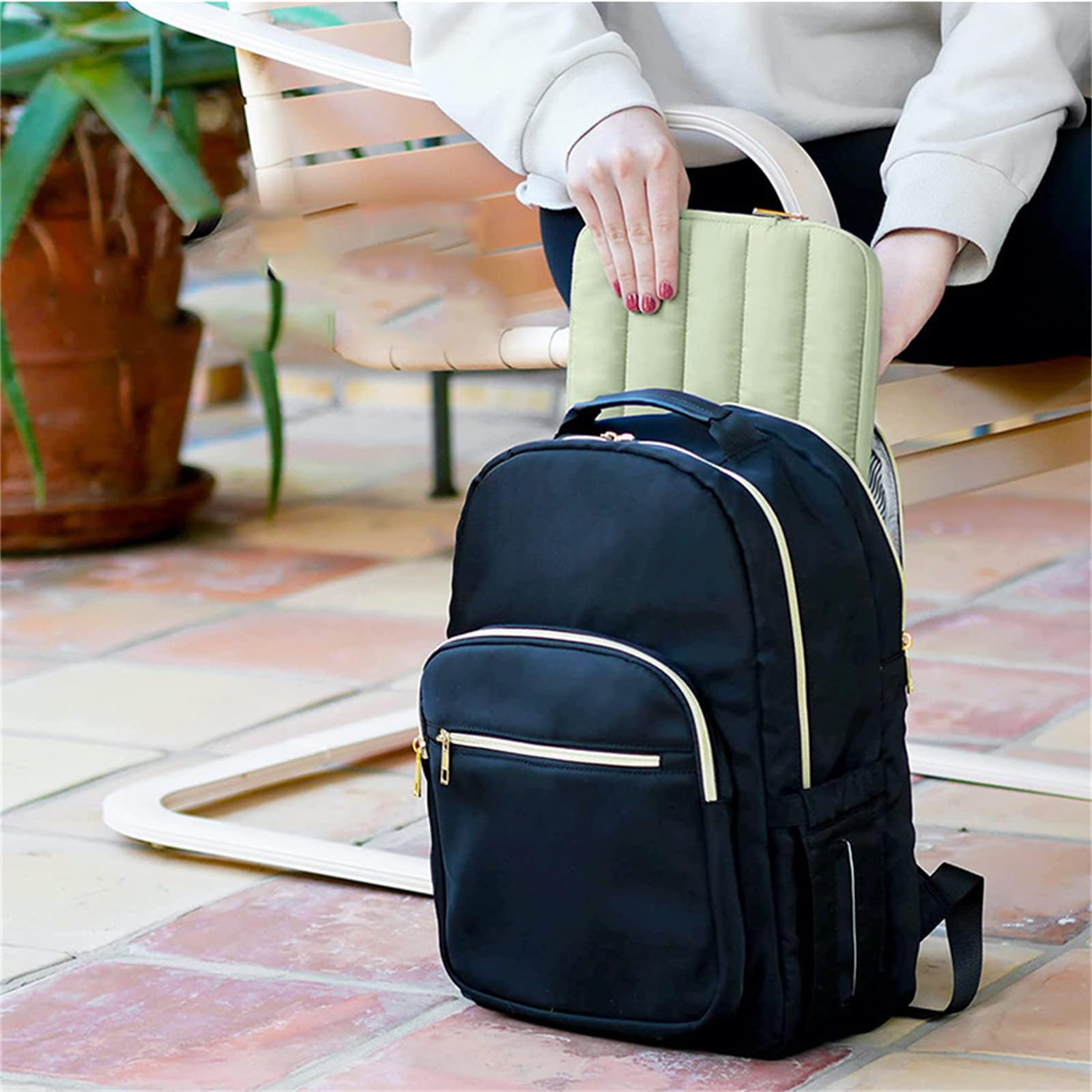 Premium Puffy Laptop Sleeve for 13.3 Inch MacBook Air/Pro - Soft Protective Carrying Case with Padded Interior, Lightweight & Water-Resistant - Perfect for Travel, Office & School (Beige)