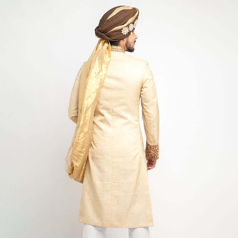 Premium Pure Jamavar Silk Sherwani for Men - Handcrafted Indian Wedding Attire with Intricate Embroidery - Perfect for Groom Wear, Festive Occasions & Cultural Celebrations