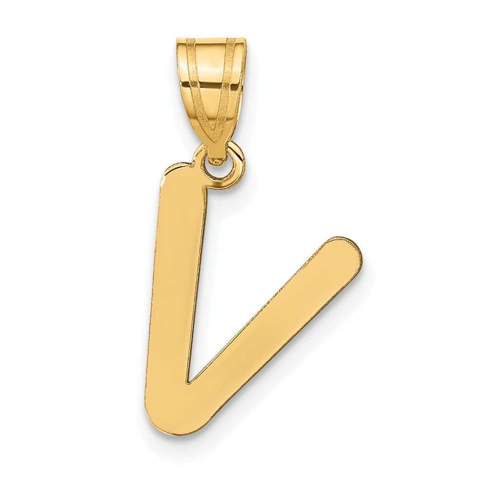 14K Yellow Gold Polished Bubble Letter V Initial Pendant Necklace - Elegant Personalized Jewelry Gift for Women, Perfect for Birthdays, Anniversaries & Special Occasions