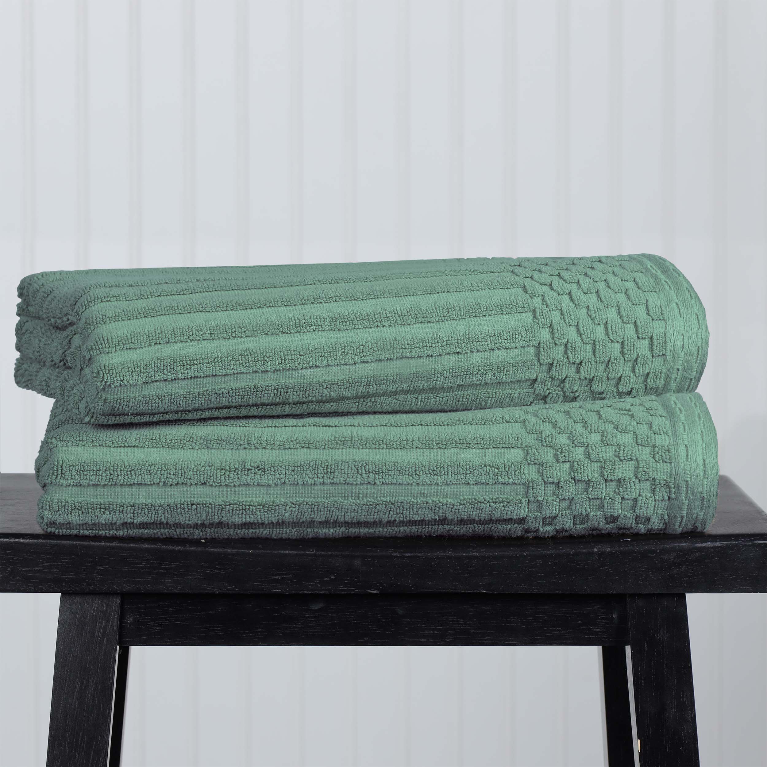 Premium Cotton Ribbed Textured Bath Towel Set - Ultra Absorbent 2-Piece Towel Collection for Spa, Bath & Luxury Home Use