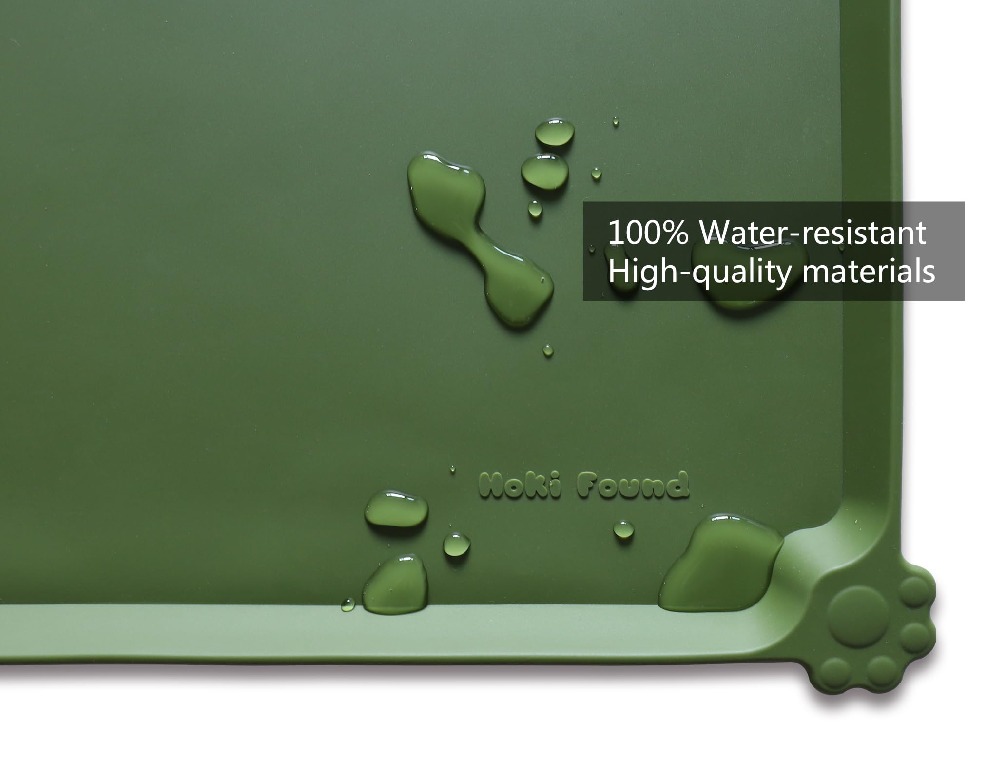 Non-Slip Silicone Pet Bowl Mat for Dogs & Cats - Waterproof Food Mat - Dark Olive - Perfect for Messy Eaters & Spill Prevention in Kitchen or Outdoor Use