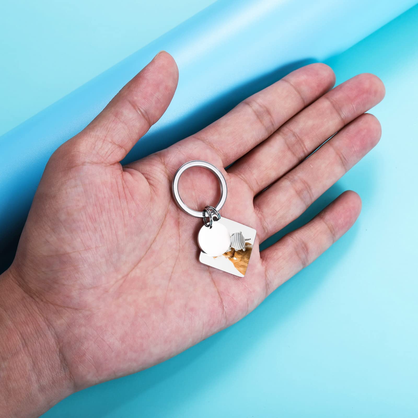 Custom Photo Keychain - Personalized Stainless Steel Keyring with Photo/Calendar/Text - Romantic Couples Gift for Him & Her - Perfect for Anniversaries, Valentine's Day & Birthday Presents
