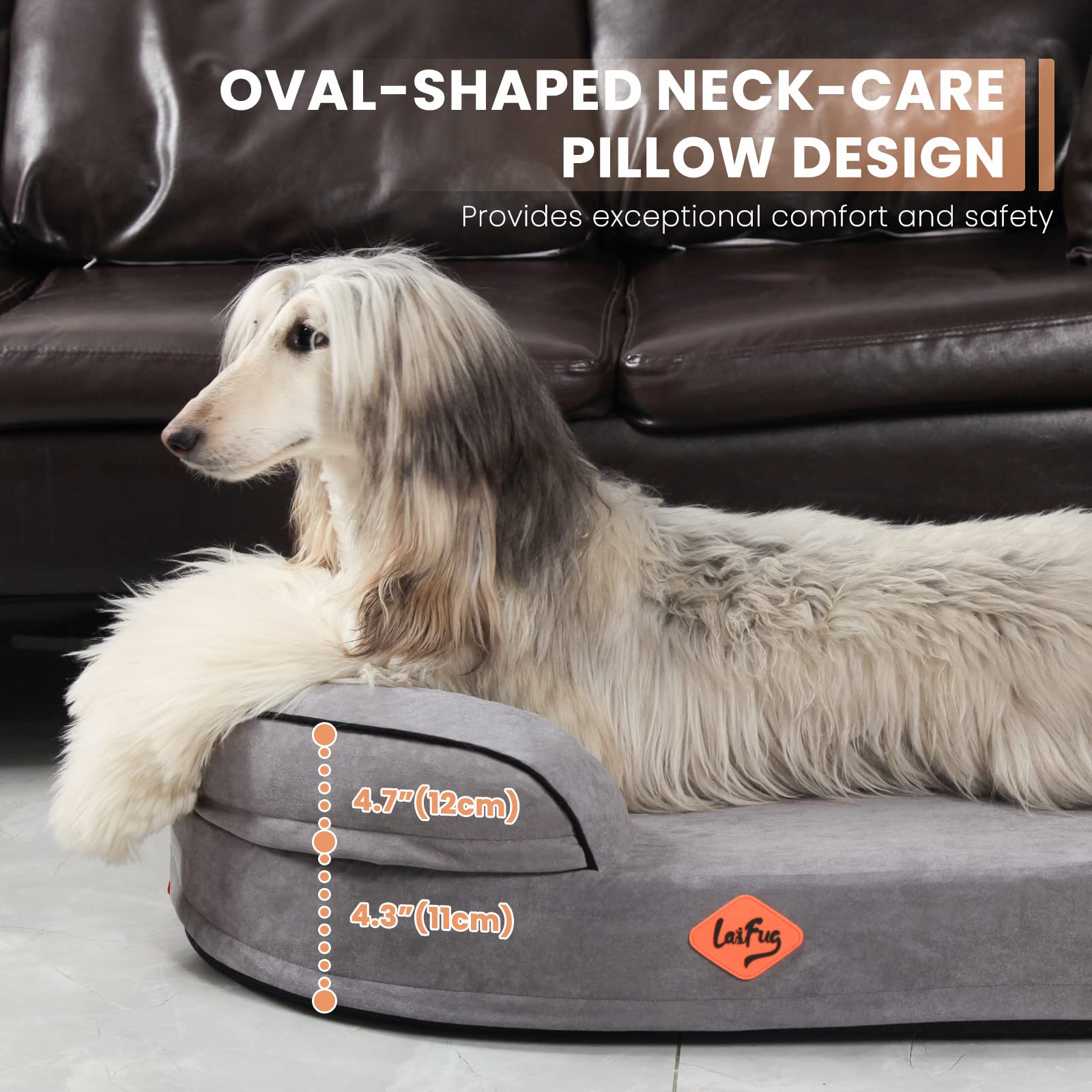 Orthopedic Memory Foam Dog Bed - Waterproof, Washable Cover & Non-Slip Bottom - Large 44x30x9 Inch Oval Pet Bed for Medium to Large Dogs - Perfect for Arthritis Relief & Comfortable Sleeping in Living Room, Bedroom or Kennel