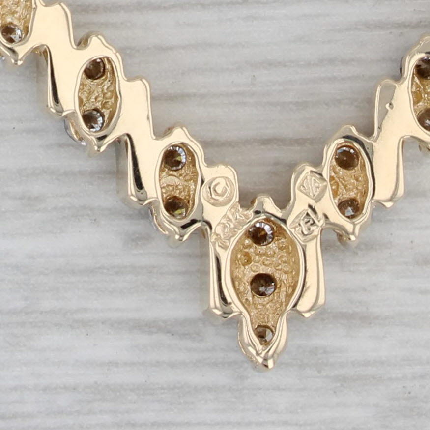 0.37 Carat Total Weight Diamond V-Shaped Pendant Necklace in 14K Yellow Gold with 17.25 Inch Herringbone Chain - Perfect for Weddings, Anniversaries & Special Occasions